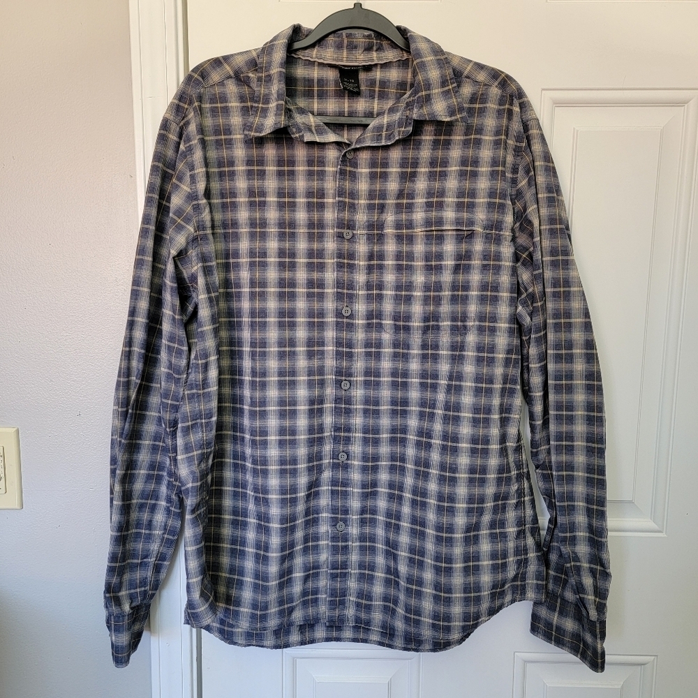 MARMOT Men's Blue Yellow Plaid Long Sleeve Button Down Shirt Outdoors Preppy XL